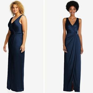 NWT After Six Dessy Group Faux Wrap Satin Tulip Skirt Maxi Dress Size 6 6864